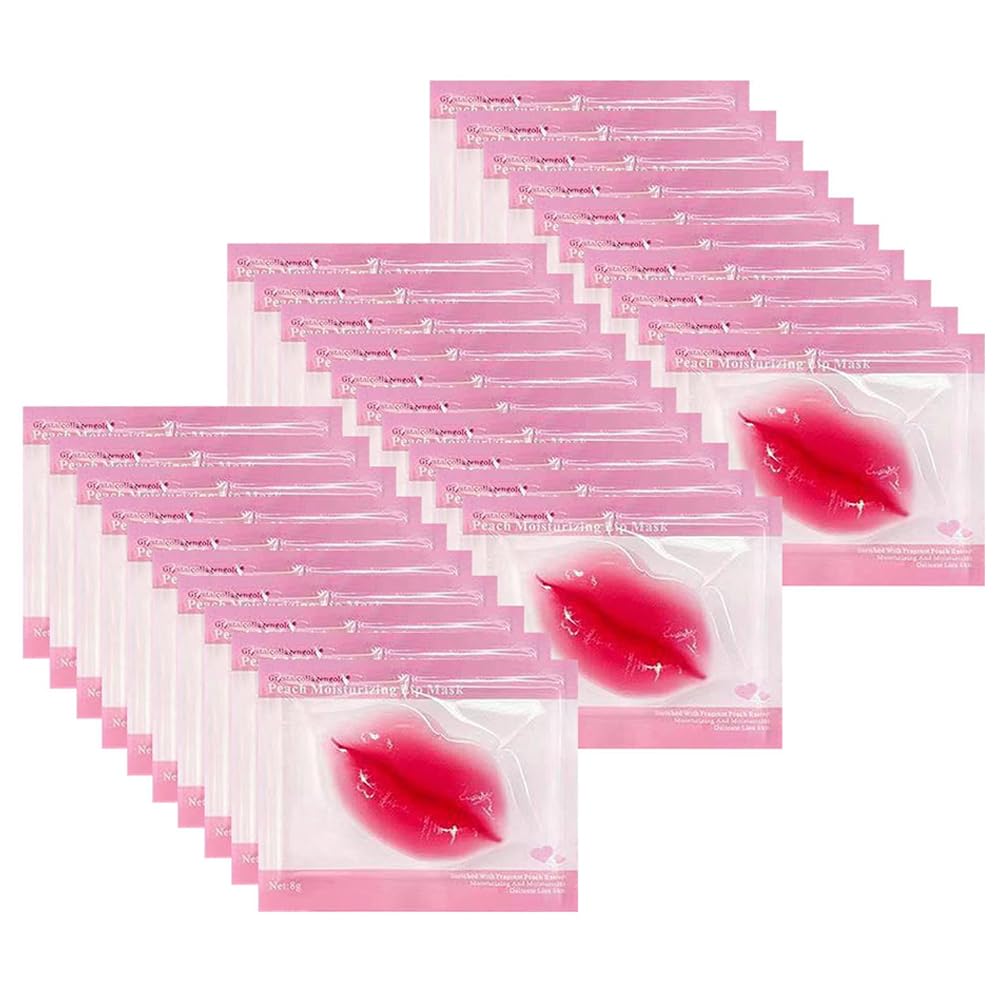 30 máscaras de gel para labios de colágeno, cristales de colágeno, máscara de labios rosa, máscara de cuidado de labios para antienvejecimiento y