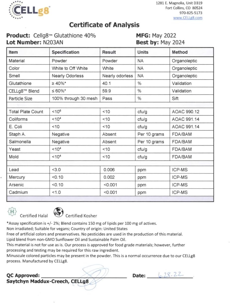RENUE Suplemento de glutatión liposomal 130 mg – Fórmula biodisponible para una mayor absorción – 90 cápsulas