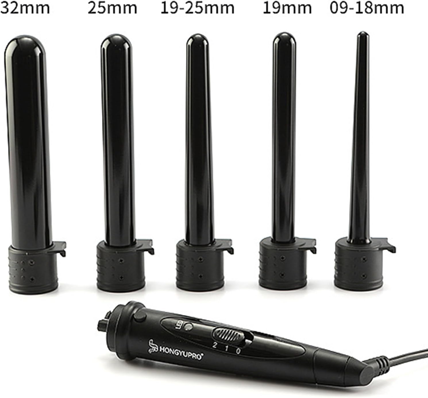 Camidy Rizador 5 en 1, juego de varita rizadora profesional, rizador de pelo con 5 barriles intercambiables, 2 ajustes de calor, herramienta para