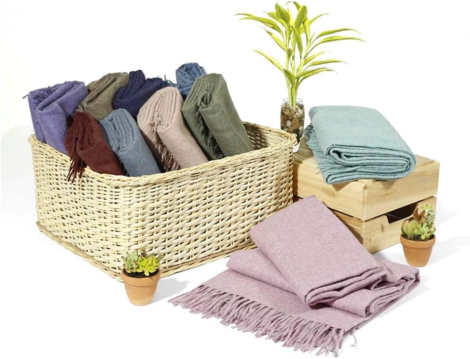 Manta 100% de lana de alpaca para bebé, diseño de color sólido para cama, sofá, manta suave y cálida de lana de alpaca peruana, 72 x 52 pulgadas
