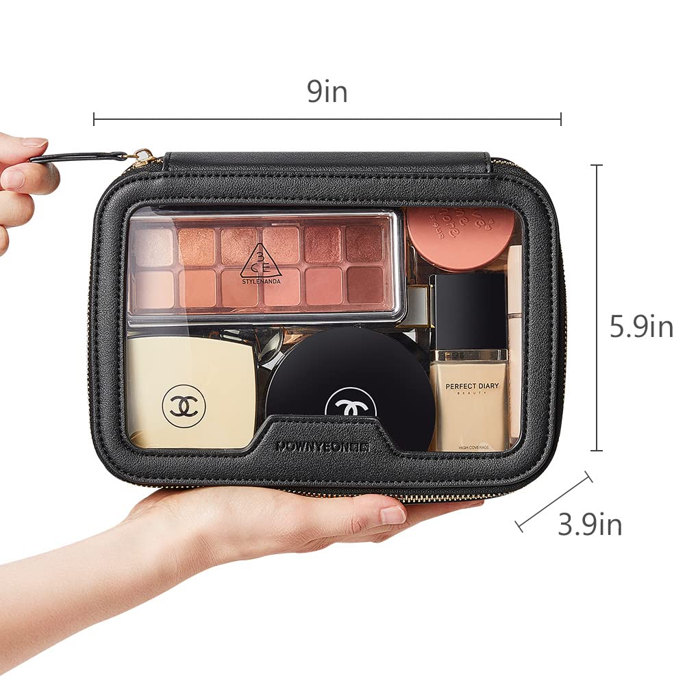 Rownyeon Estuche de maquillaje transparente para artículos de tocador, estuche de viaje para maquillaje, organizador de cosméticos portátil, bolsa
