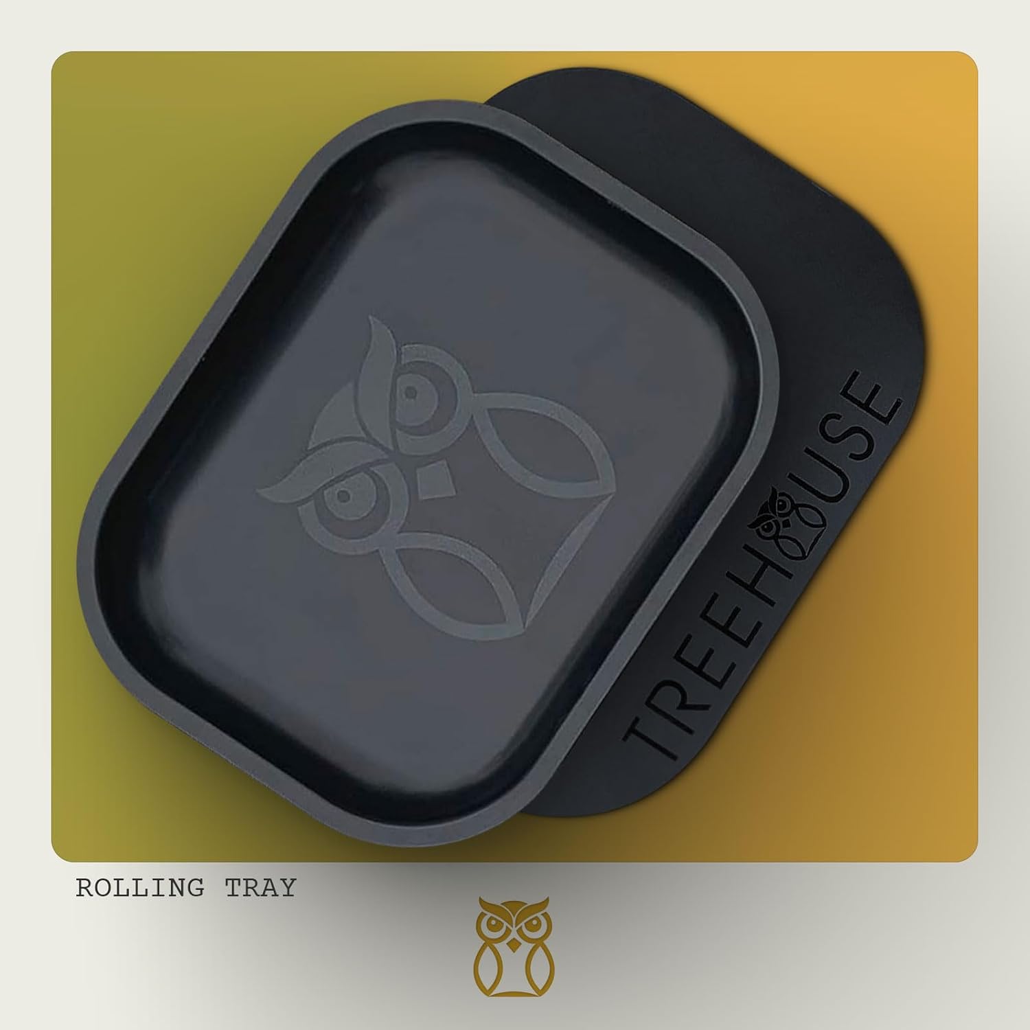 Black Treehouse – Juego de bandejas rodantes con tapa magnética suave de PVC, cenicero incluido para almacenamiento en el hogar o viajes, 7 x 5.5