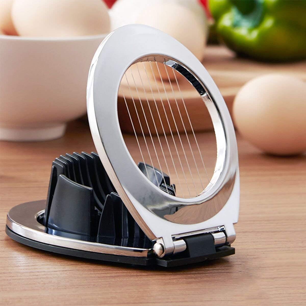 Cortador de huevos, cortador de huevos para huevos duros, alambre de acero inoxidable con 3 estilos de rebanar