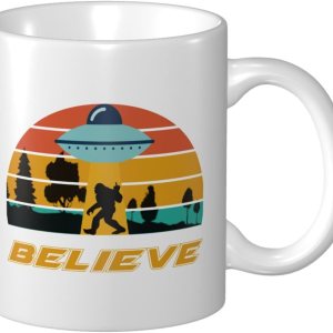 Sasquatch y UFO Alien Believe Bigfoot – Tazas de café, textura elegante y esmalte que se pueden utilizar en oficinas, escuelas, hogar y restaurante, Sasquatch y UFO Alien Believe Bigfoot – Tazas de café, textura elegante y esmalte que se pueden utilizar en oficinas, escuelas, hogar y restaurante,
