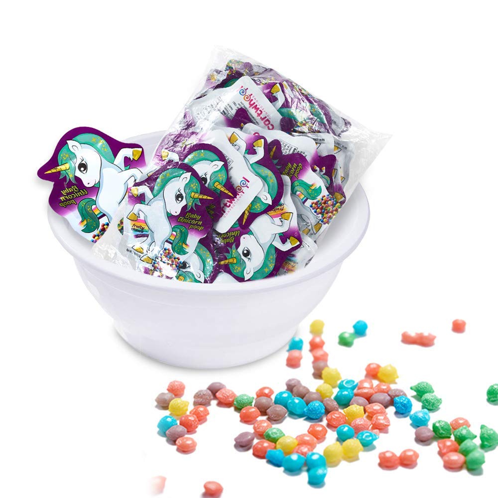 Baby Unicorn Poop Candy Fruit Chews, deleita a tus hijos con estos adorables recuerdos de fiesta de dulces de unicornio y rellenos de bolsas de