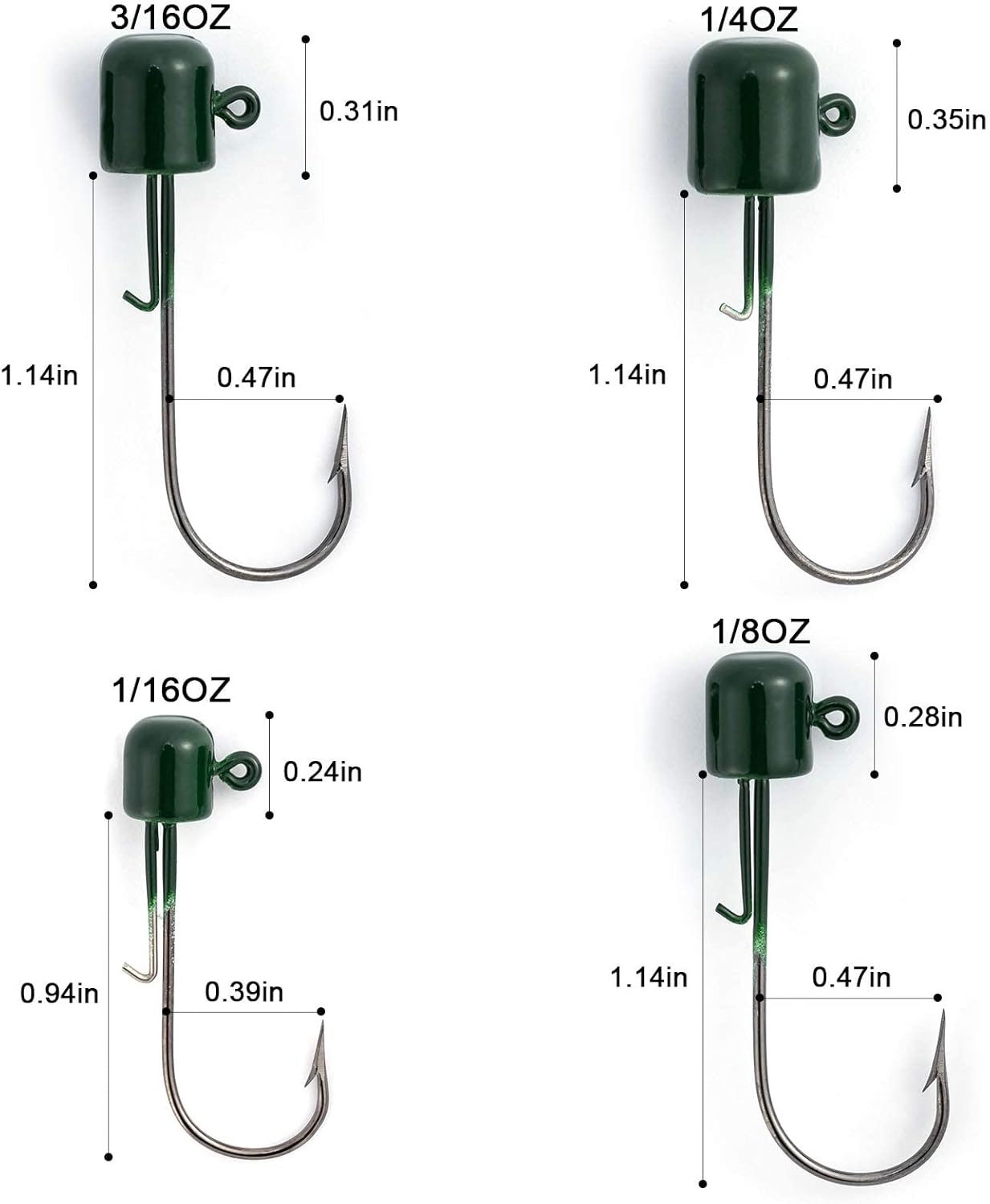 Ned Rig – Paquete de 10 plantillas de hongos de pesca, varios colores, cabezas de plantilla de gancho Mustad para cebo de plástico suave de agua
