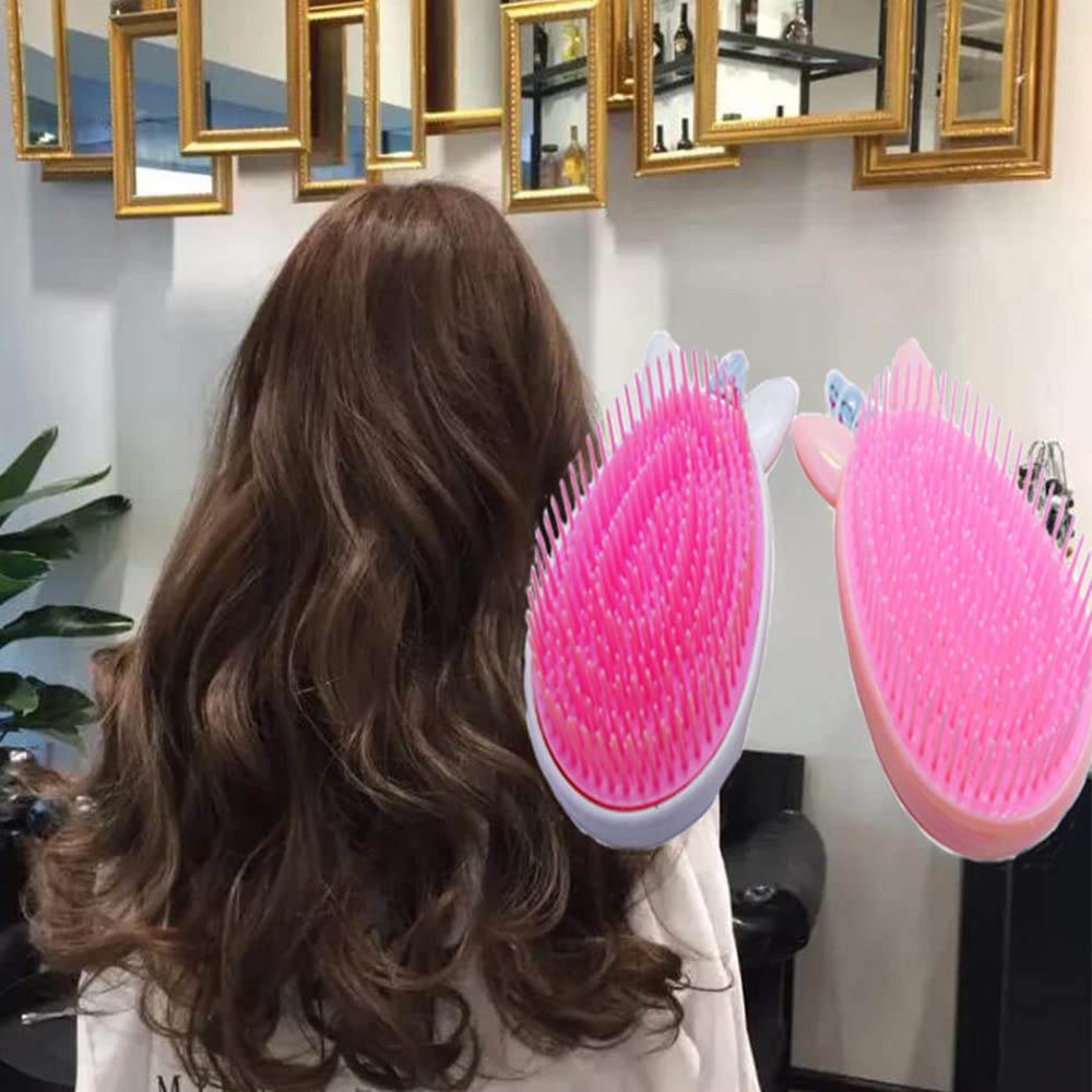 Lindo peine de unicornio, cepillos de pelo para niños pequeños, masaje suave antiestático desenredante para niños, cepillos de cabello rizado y