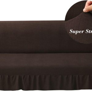 Funda elástica para futón sin brazos con falda de punto jacquard para sofá cama, lavable a máquina, funda de sofá futón, protector de muebles con Funda elástica para futón sin brazos con falda de punto jacquard para sofá cama, lavable a máquina, funda de sofá futón, protector de muebles con