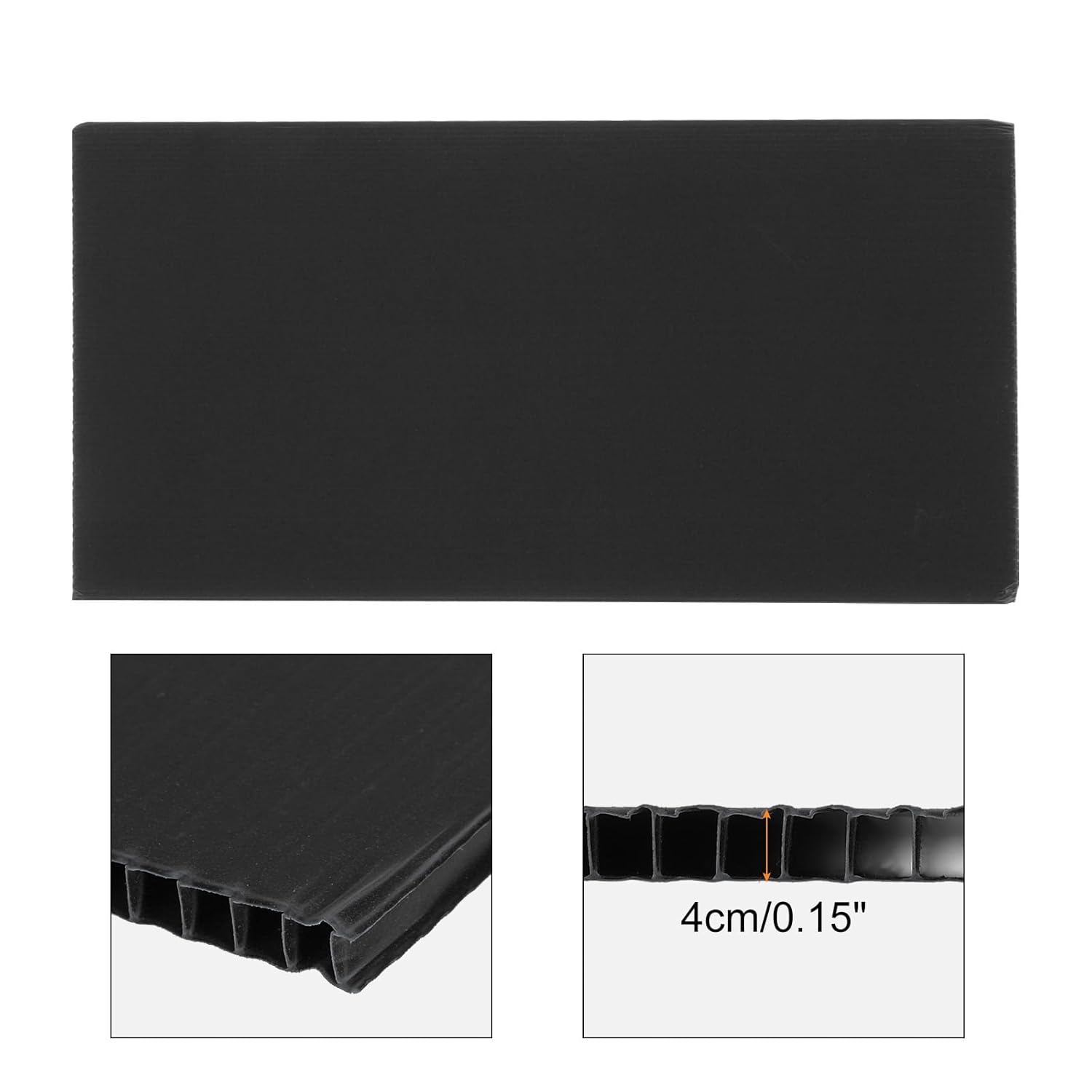 uxcell Hojas de plástico corrugado, letreros negros en blanco de 0.157 in, 12 x 6 pulgadas, tablero en blanco impermeable de 12 x 6 pulgadas, 5