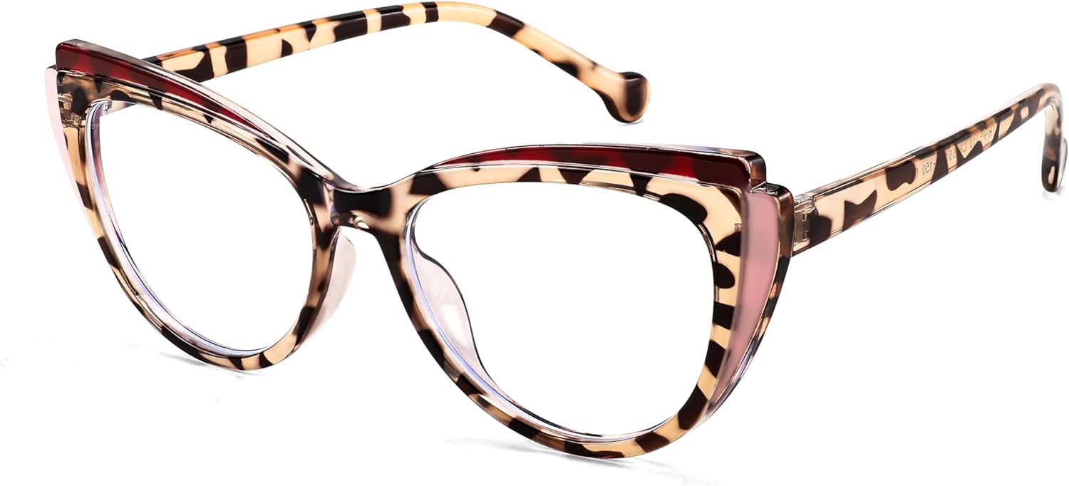 FEISEDY Gafas de bloqueo de luz azul ojo de gato falso nerd transparente gafas de computadora TR marco de moda B0040