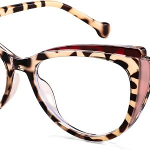 FEISEDY Gafas de bloqueo de luz azul ojo de gato falso nerd transparente gafas de computadora TR marco de moda B0040 FEISEDY Gafas de bloqueo de luz azul ojo de gato falso nerd transparente gafas de computadora TR marco de moda B0040