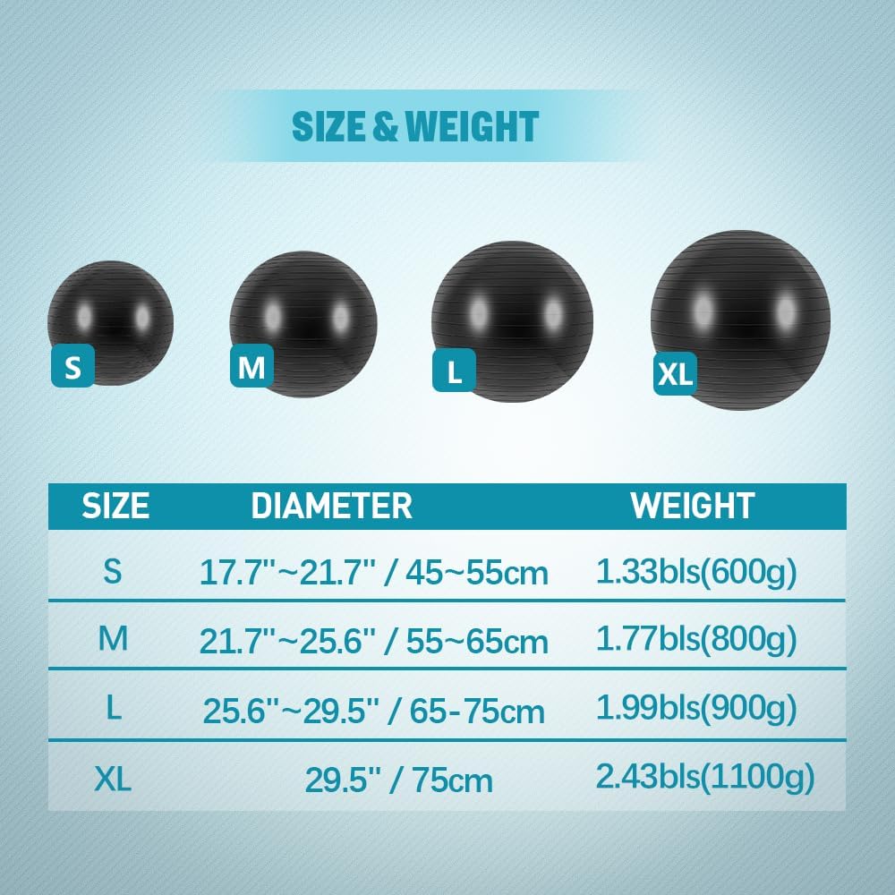 Exercise Yoga Ball Yoga Balance Stability Swiss Ball Support up to 200 lbs