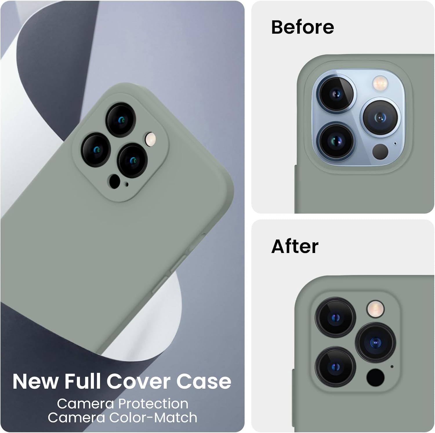 FireNova Funda para iPhone 13 Pro Max, funda de silicona mejorada protección de cámara con 2 protectores de pantalla, forro interior de microfibra