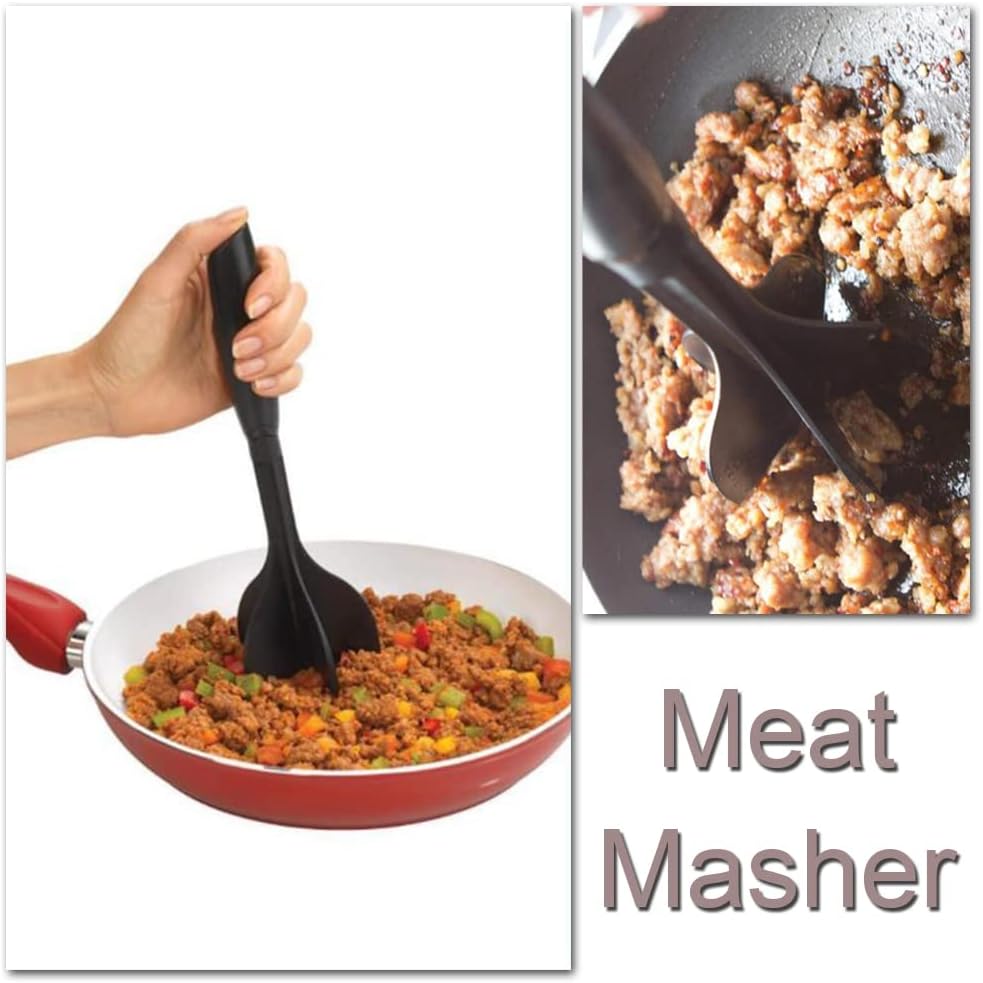 YILUXIANGYANG Picador de carne picada resistente al calor, herramienta de corte de cocina con mango antideslizante para carne picada, mantequilla,