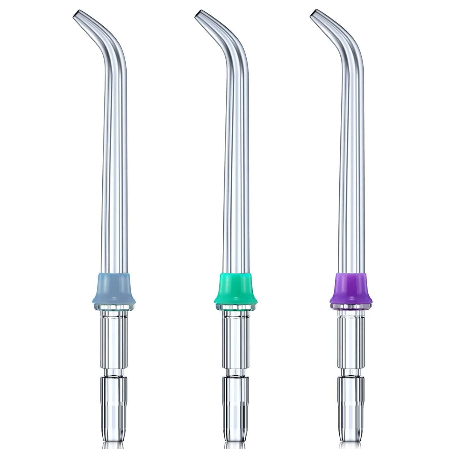 3 cabezales de repuesto para irrigadores orales Waterpik, puntas de repuesto para irrigadores orales Waterpik (azul, morado y verde)