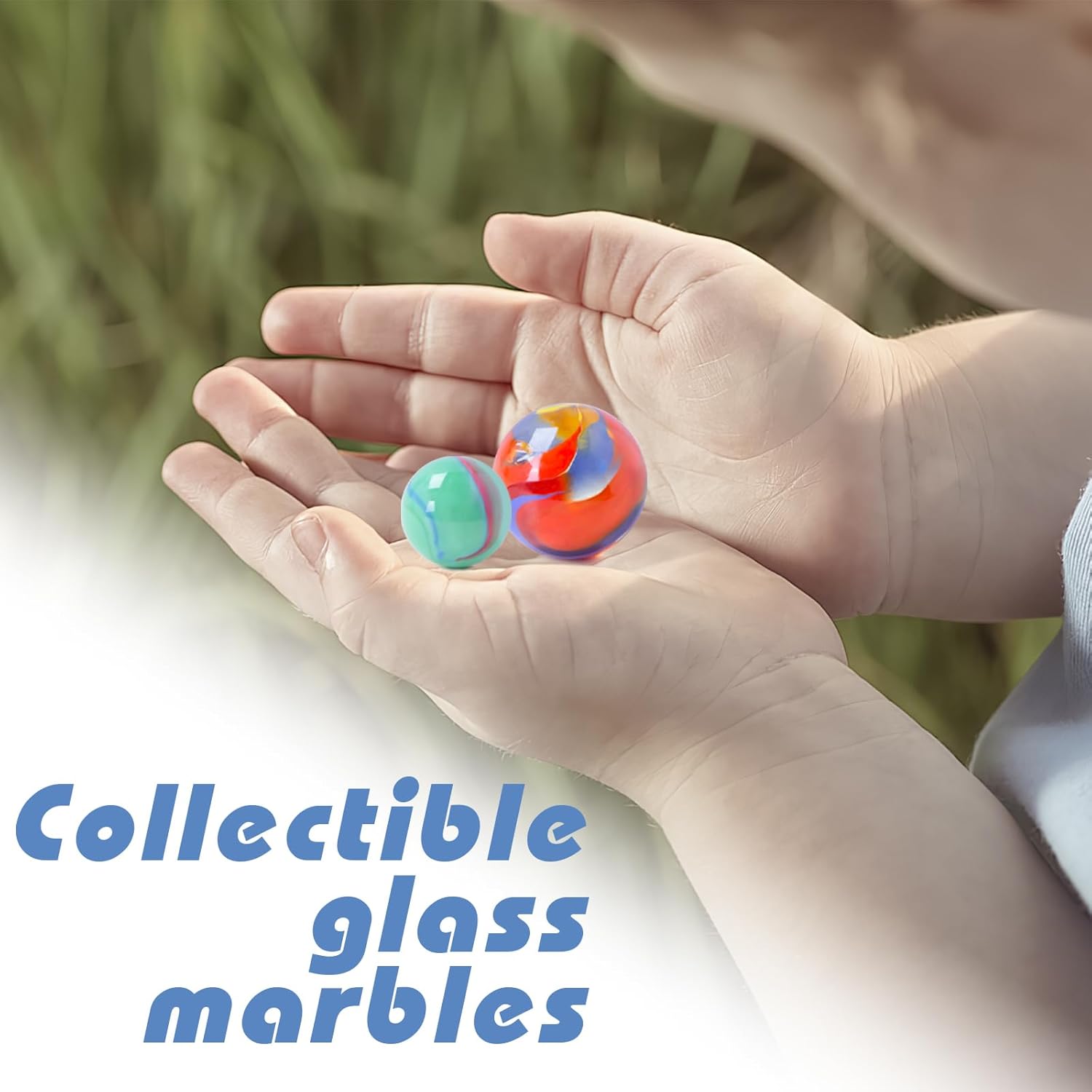 Shindel 125 piezas de canicas de vidrio a granel, cuentas de vidrio redondas con tarro de mármol estilo surtido canicas para niños, juego de canicas