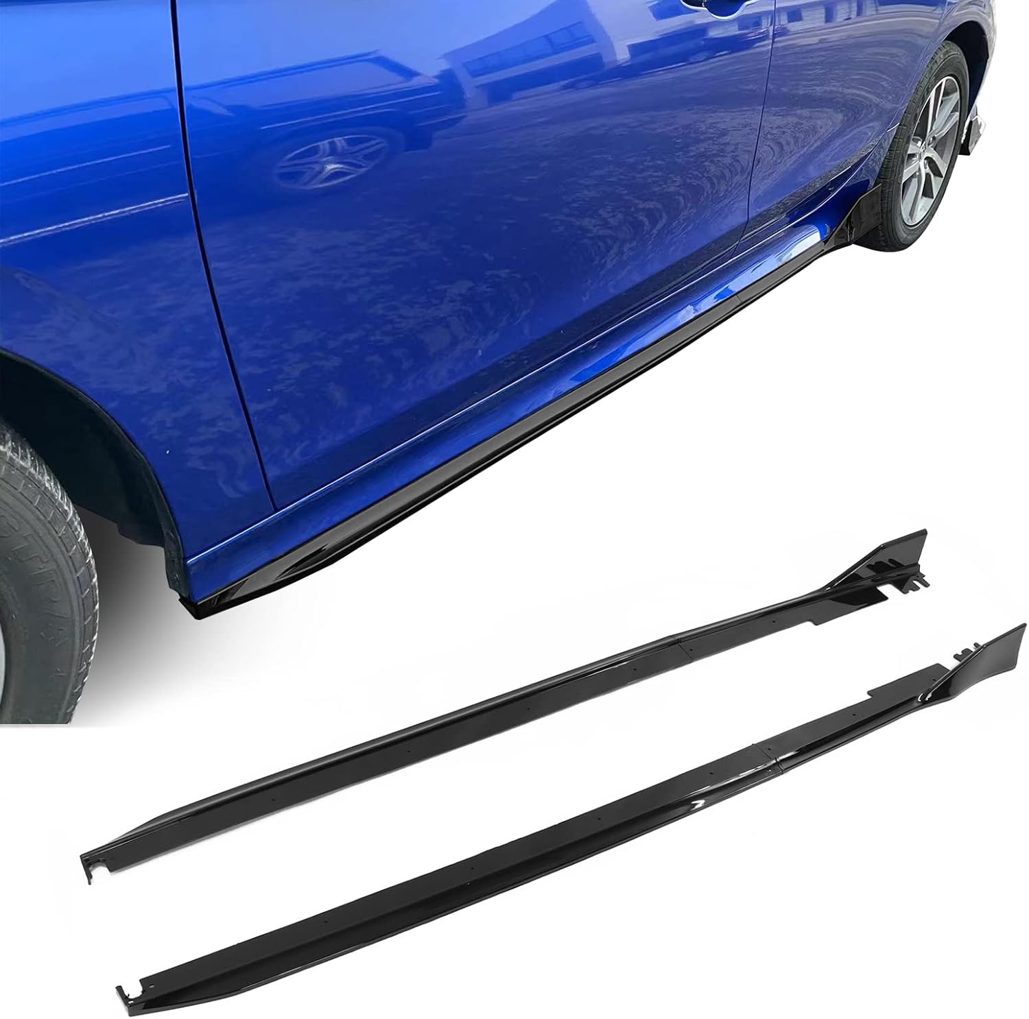 IKON MOTORSPRTS – Faldas laterales compatibles con Honda Civic Sedán de 4 puertas 2022-2024, polipropileno PP negro brillante tipo R, labio divisor