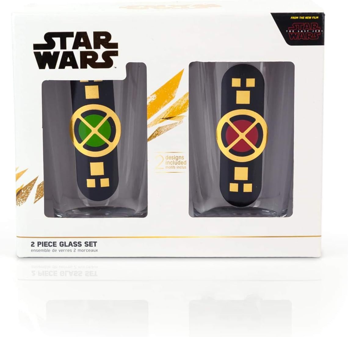 Juego de cristalería coleccionable de Star Wars The Last Jedi, juego de vasos de pinta de 16 onzas para agua, té, café o cerveza, cuenta con 2
