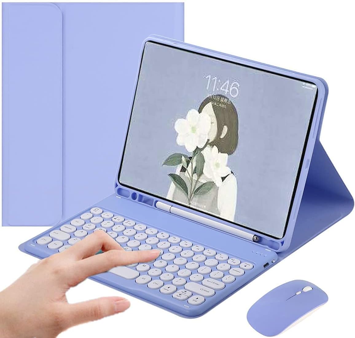 AnMengXinLing Funda de teclado para Galaxy Tab S9 Plus 12.4 pulgadas modelo 2023 (SM-X810X816BX818U), funda con combinación de teclado y mouse,