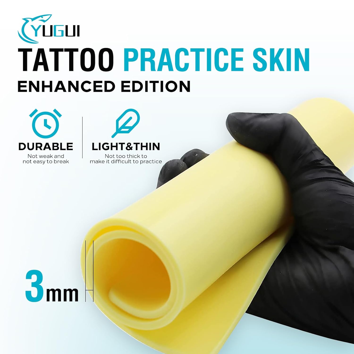 Yugui – Juego de 18 piezas de piel falsa de 0.118 in con 3 piezas de práctica de tatuaje y 15 plantillas de tatuaje, kit de iniciación de tatuaje