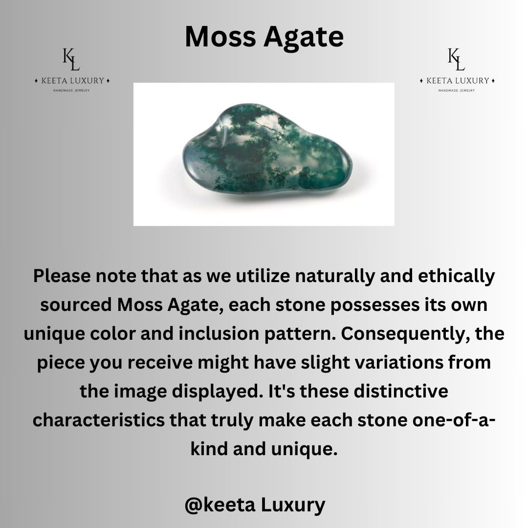 Genuine Moss agate Leaf-Inspired Gemstone Necklace in Solid 925 Sterling Silver Nature’s Elegance Embodied