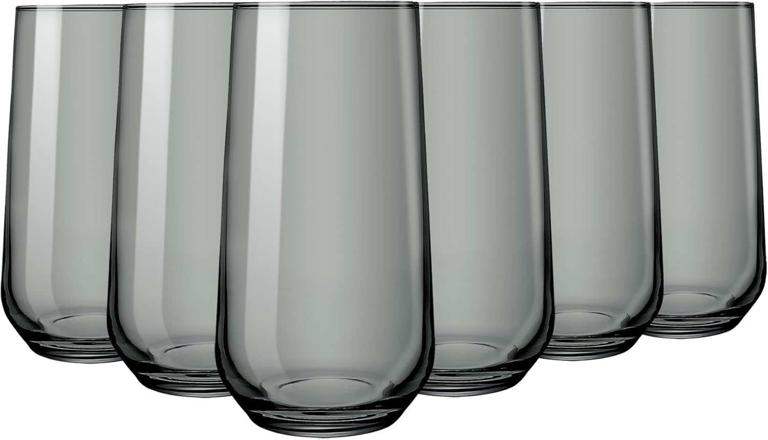 Juego de 6 vasos altos grises para cóctel, bebida larga, agua, jugo, té helado, mojito, cristalería de barra de color ahumado de 16 onzas