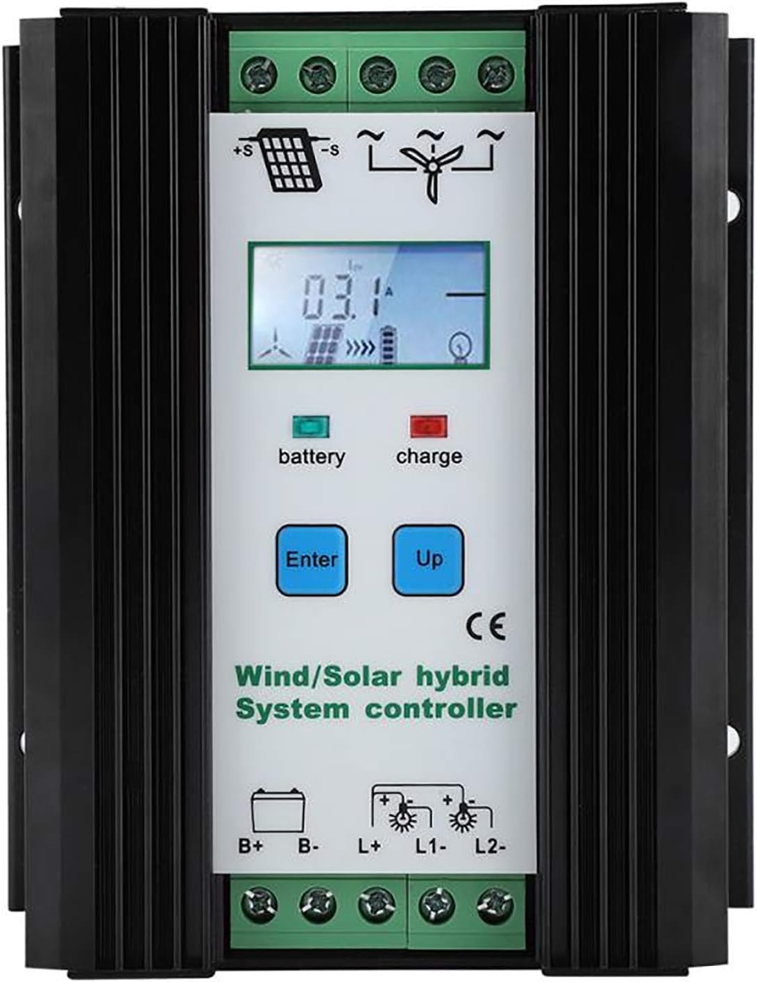 CHRISK Controlador híbrido solar eólico de 9000 W PWM eólico controlador híbrido de energía solar controlador digital inteligente regulador de carga