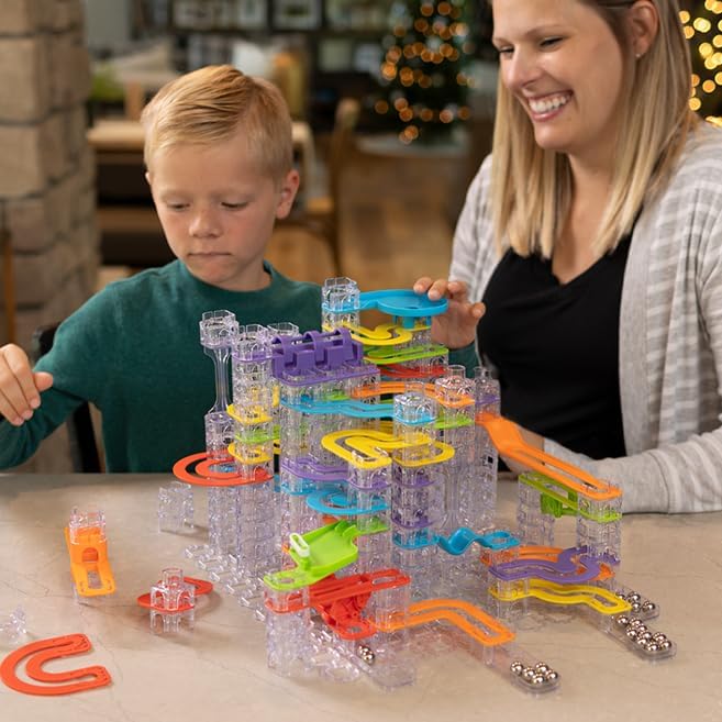 Fat Brain Toys Trestle Tracks Pro – Carrera modular de mármol de 274 piezas, juguete STEAM, a partir de 8 años