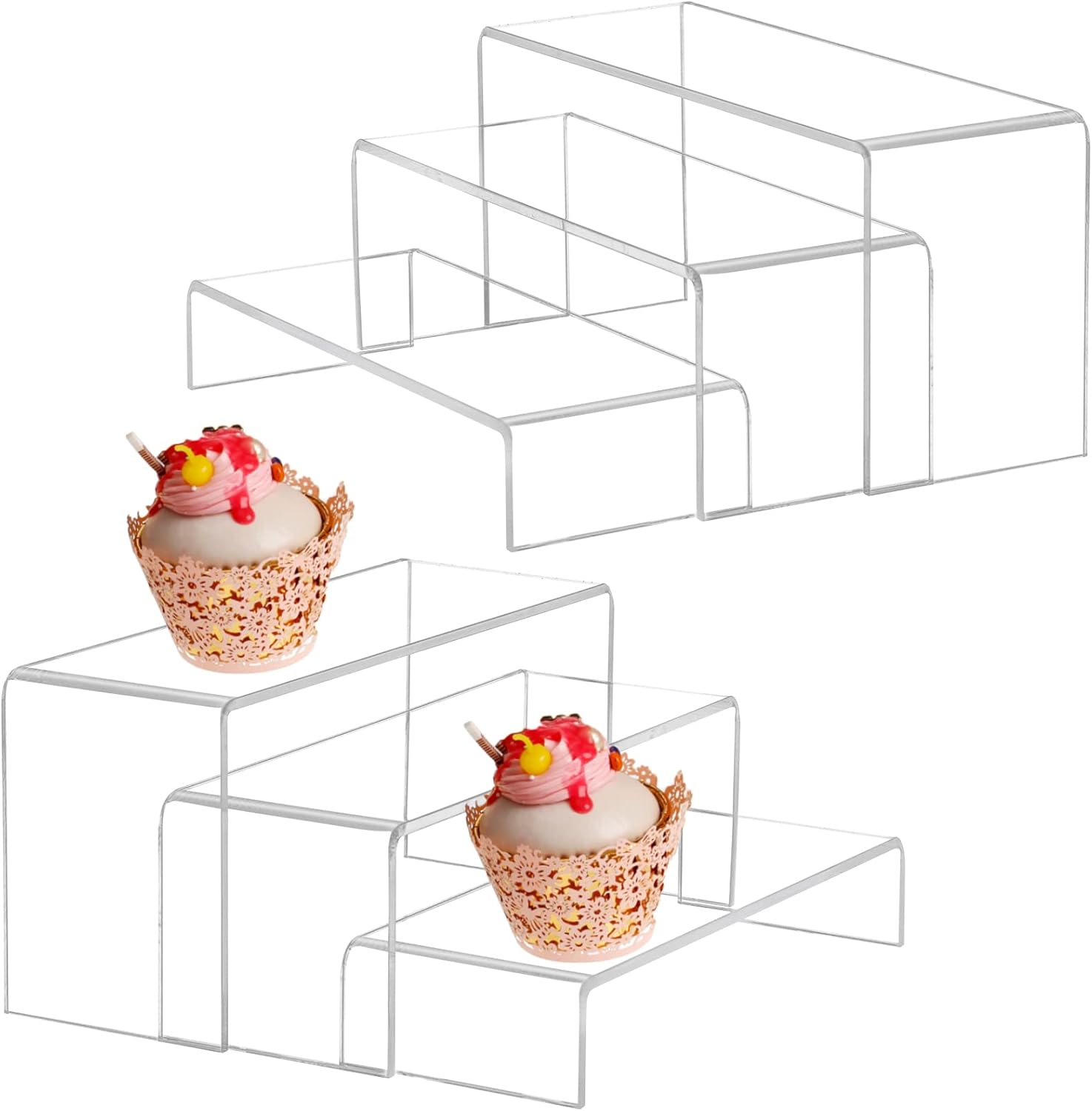 HAOWUJIN Elevadores acrílicos para exhibición, 6 piezas de acrílico transparente para bufé, postres, cupcakes, marionetas, accesorios, perfumes,
