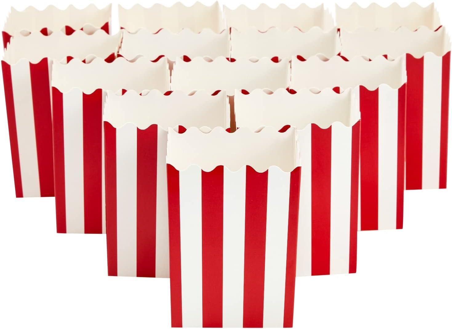 Juvale Paquete de 100 mini cajas de palomitas de maíz rojas y blancas para fiestas, contenedores de papel a granel para decoraciones nocturnas de