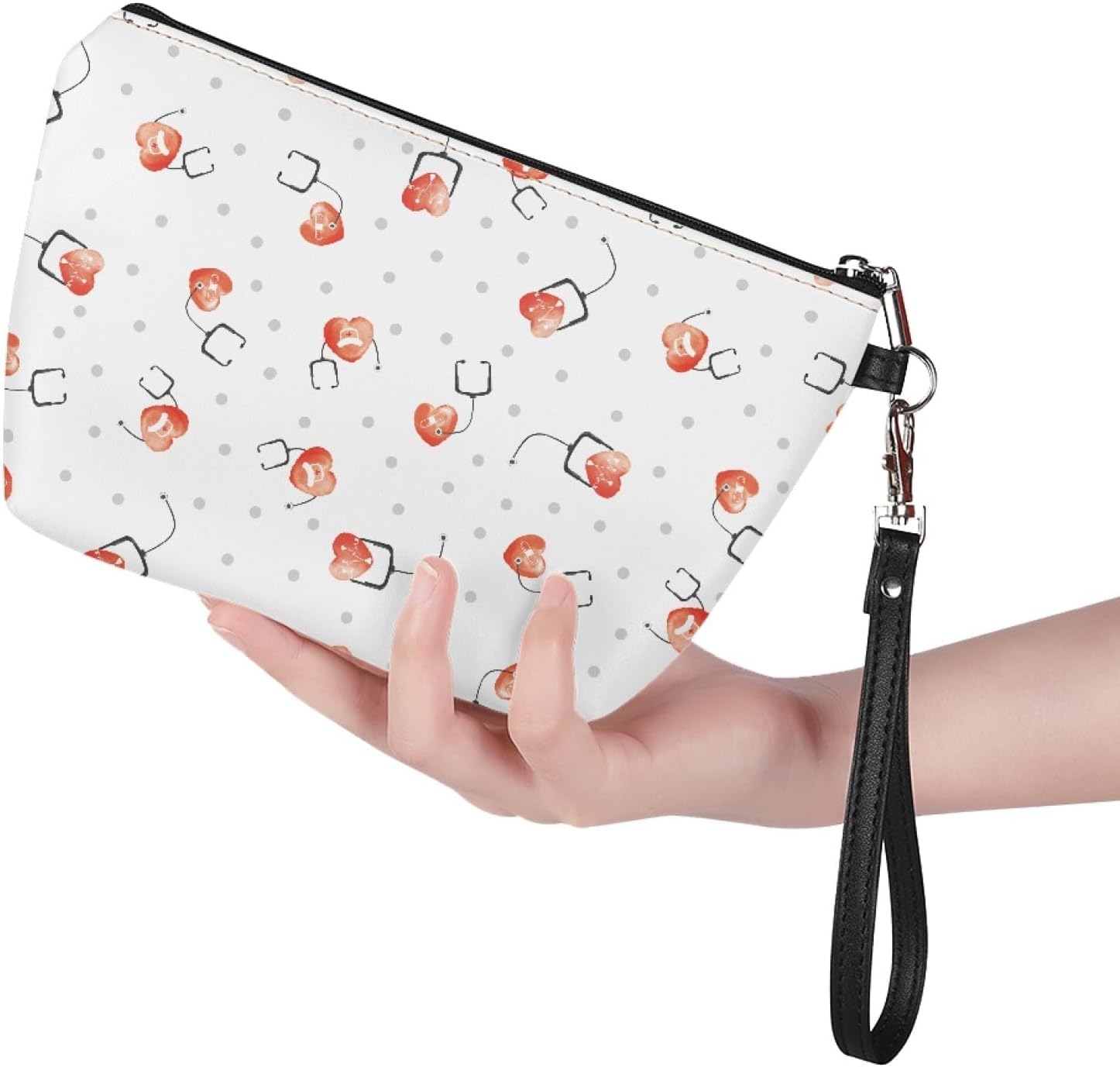 AFPANQZ Bolsa negra para enfermera, bolsa de maquillaje de viaje para mujeres, organizador de cosméticos, bolsa de almacenamiento impermeable con