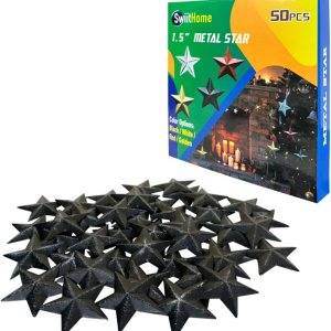 50 estrellas de metal de 1.5 pulgadas, estrella de granero para decoración del hogar, decoración de pared colgante para casa, arte de pared vintage 50 estrellas de metal de 1.5 pulgadas, estrella de granero para decoración del hogar, decoración de pared colgante para casa, arte de pared vintage