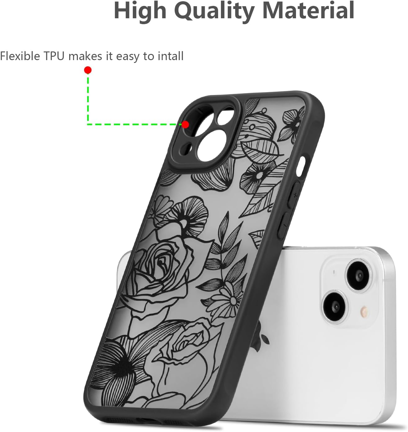 XIZYO Funda para iPhone 15, diseño floral para iPhone 15, bonita funda estética con patrón de flores de rosas para mujeres y niñas, funda protectora