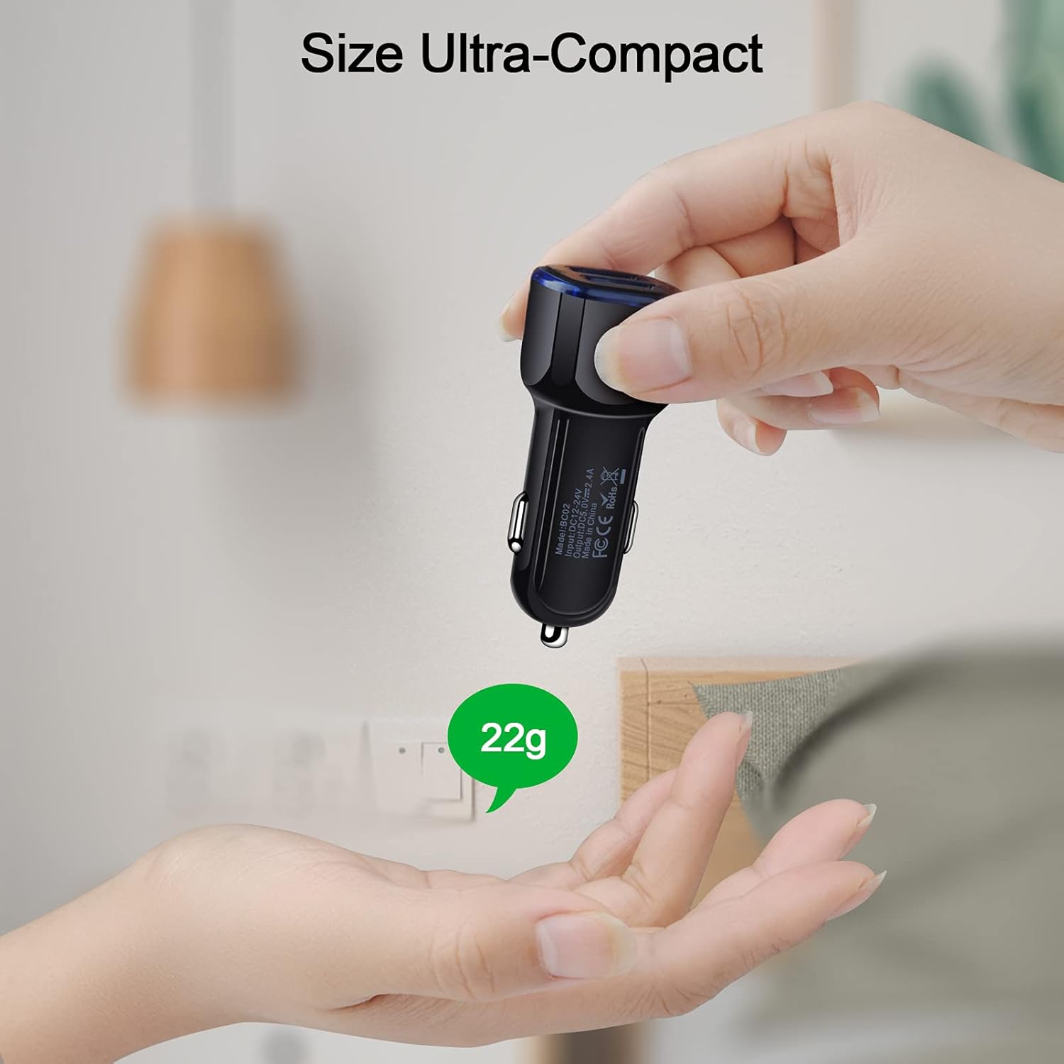 Cargador de coche USB, 5 unidades de 2.4 A, cargador de cigarrillos USB de doble puerto, adaptador de enchufe para iPhone 15 14 13 12 SE 11 Pro Max,