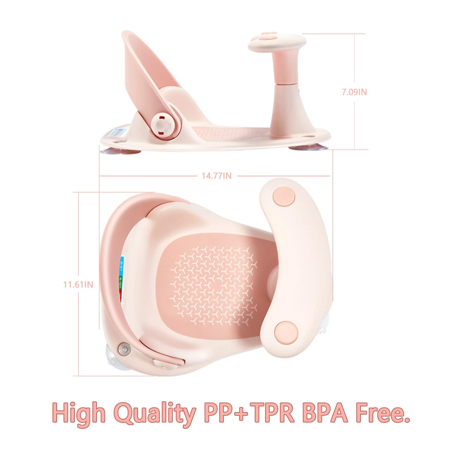Asiento de baño para bebé Original  3 juguetes de baño + gorro de ducha + cepillo de baño + termómetro + taza de enjuague  4 ventosas