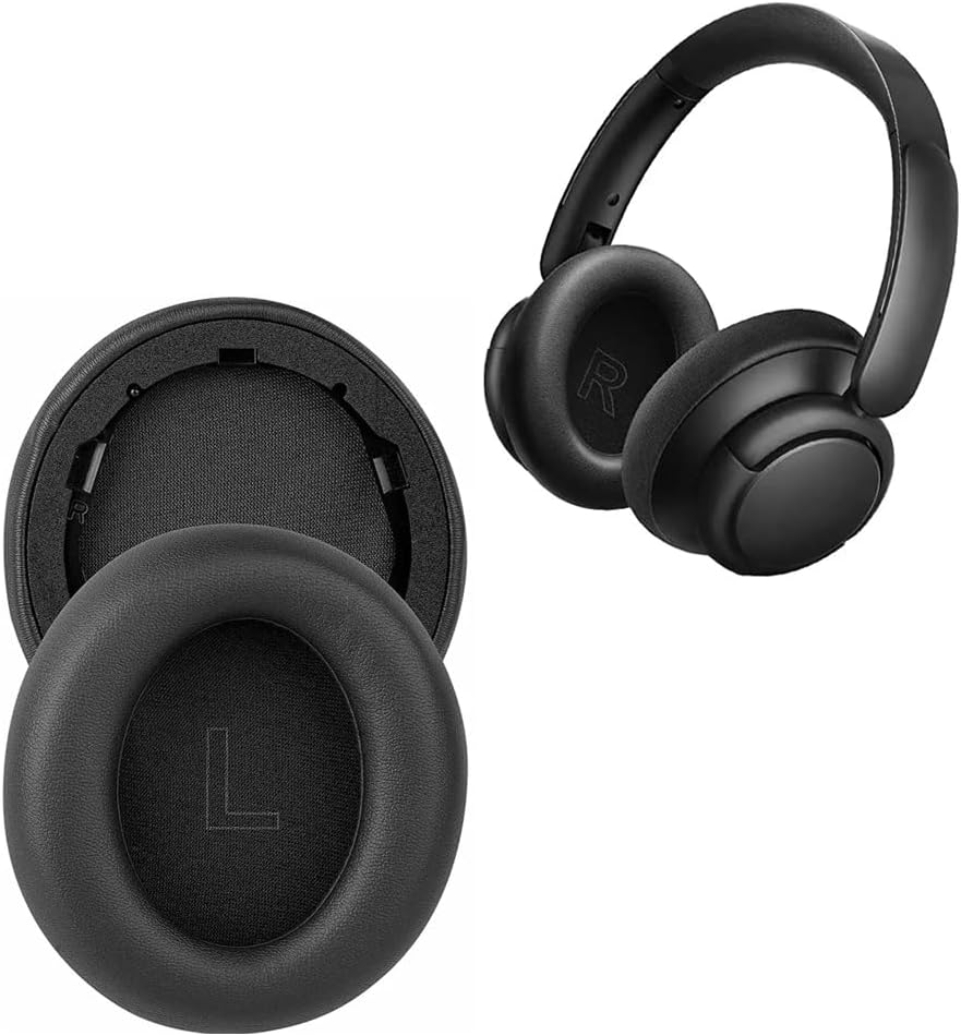 Almohadillas de repuesto Q30Q35 para Anker Soundcore Life Q30BT Q35BT Soundcore Auriculares Auriculares Funda de cuero Orejera, Negro