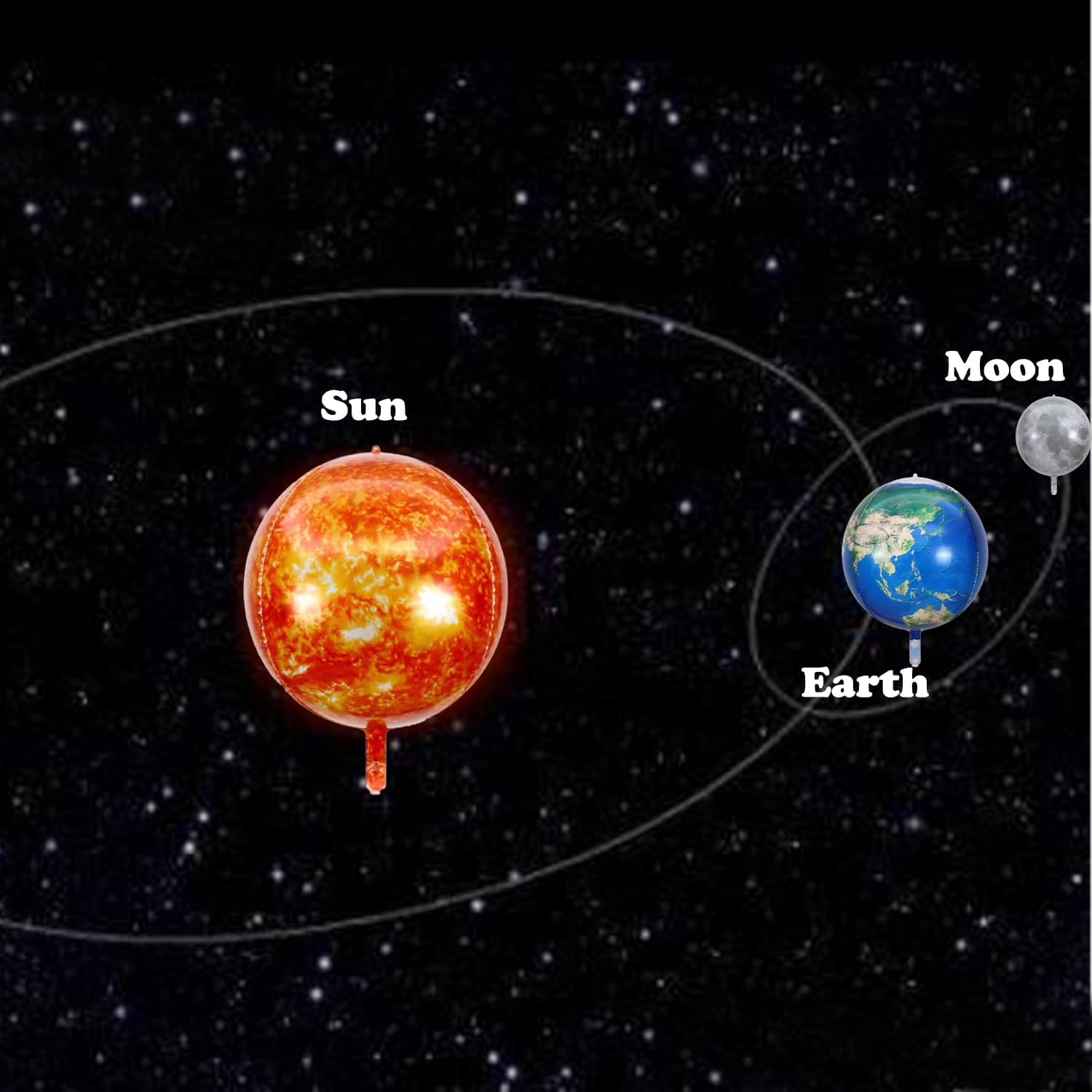 Gallasy 10pcs 22inch Solar System Balloon, 3D Helium Foil Planet Balloon, Moon Balloon, Earth Balloon, Sun Balloon, Mercury, Mars, Venus, Jupiter,