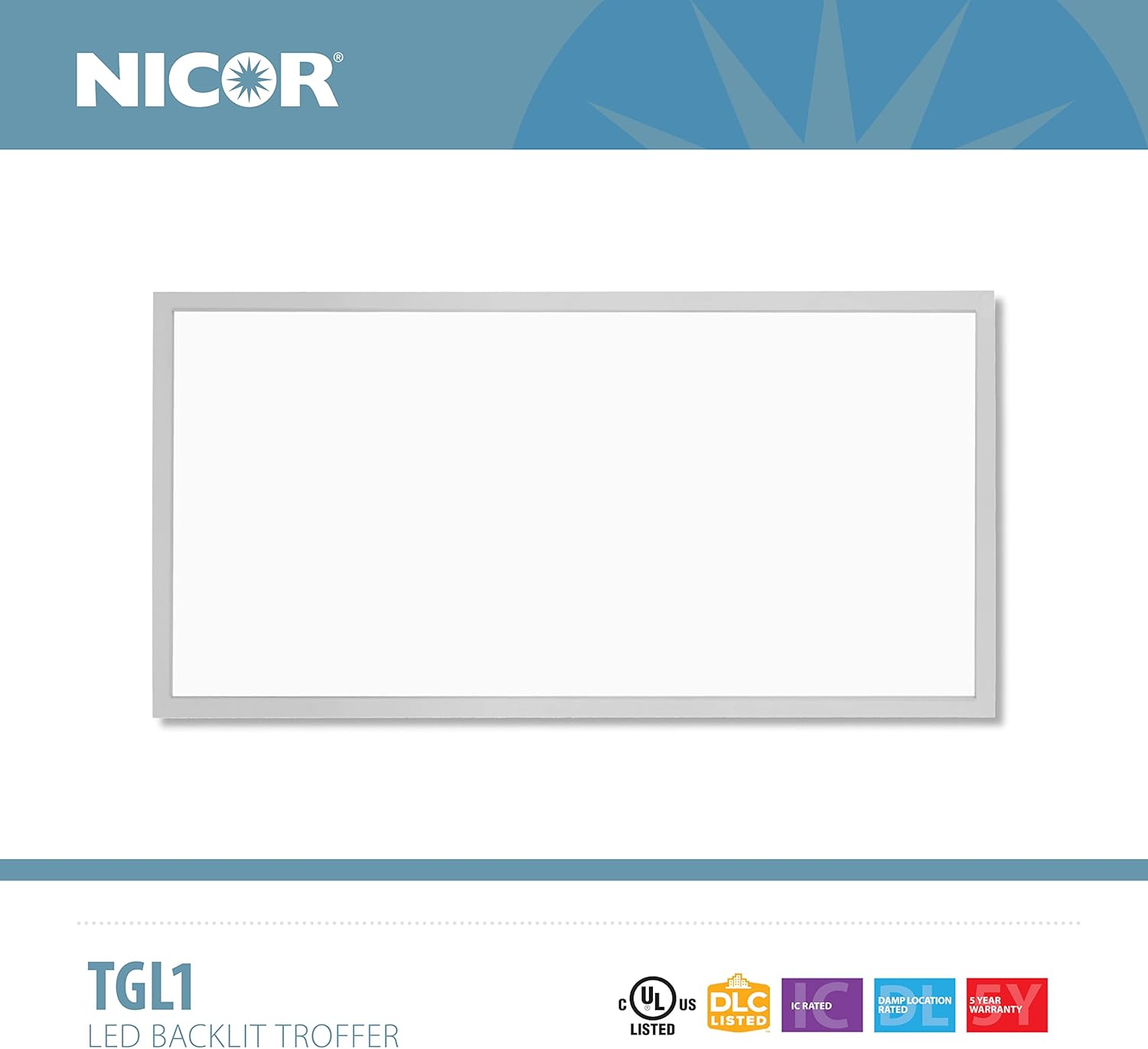 NICOR Lighting TGL124U35-2PK TGL Troffer, 2 x 4 pies, blanco