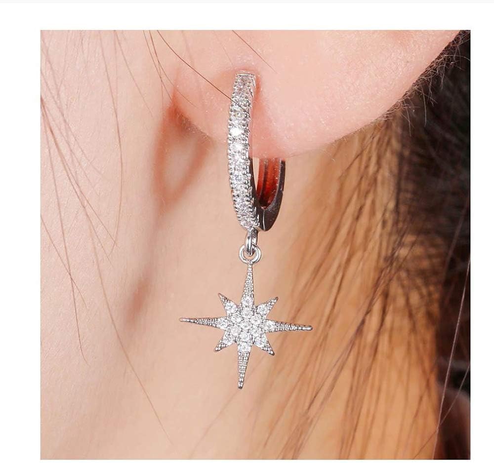 Adabele SS90-2 – 4 ganchos redondos para aretes de plata de ley con circonita cúbica de 0.630 in (0.63 pulgadas) con diamantes sintéticos,