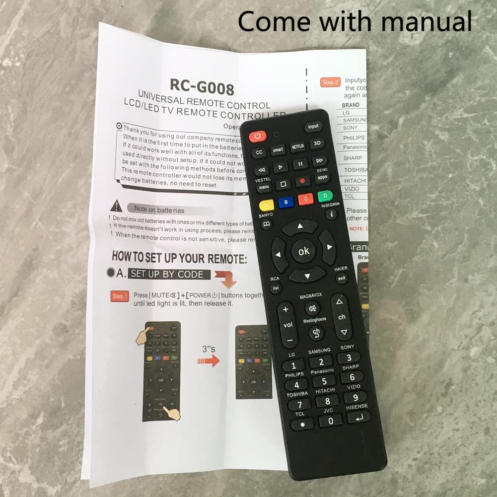 Control remoto universal de TV para televisores inteligentes Vizio TCL JVC Hisence RCA Haier Seiki Insignia Magnavox Westinghouse Smart TVs, solo