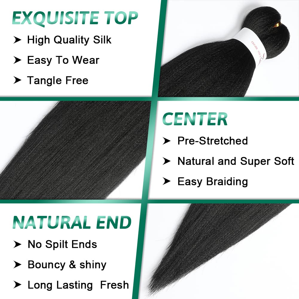 Extensiones de cabello trenzado preestirado de 26 pulgadas, extensiones de cabello sintético preestirado con ajuste de agua caliente (26 pulgadas, 3