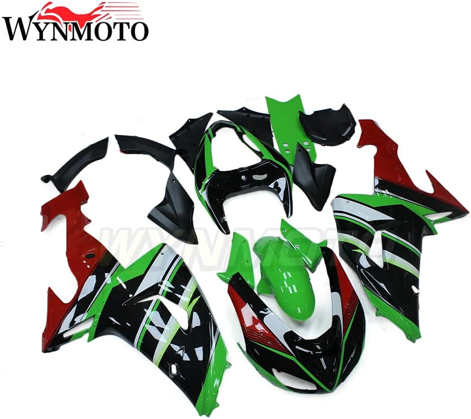 Kit de carenado rojo verde negro apto para Kawasaki ZX-10R Ninja 2006 2007 06 07 ZX10R ABS molde de inyección de plástico motocicleta carrocería