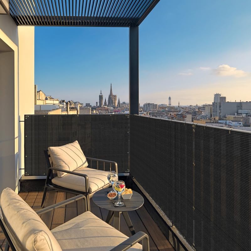 Coarbor Cubierta de malla para valla de privacidad de 3 x 50 pies para balcón, porche, terraza, terraza, patio, barandilla de 160 GSM, hasta un 90%