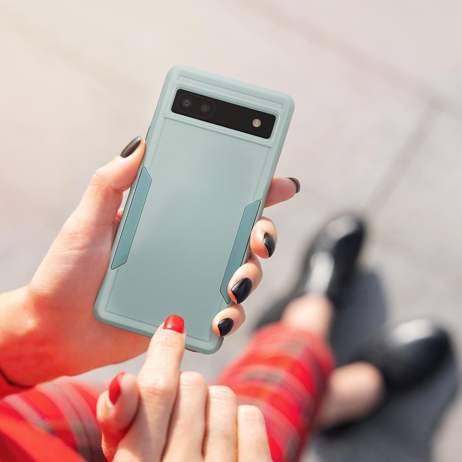 kwmobile Funda rígida compatible con Google Pixel 6a – Funda protectora de plástico y TPU para teléfono inteligente, color mentamenta
