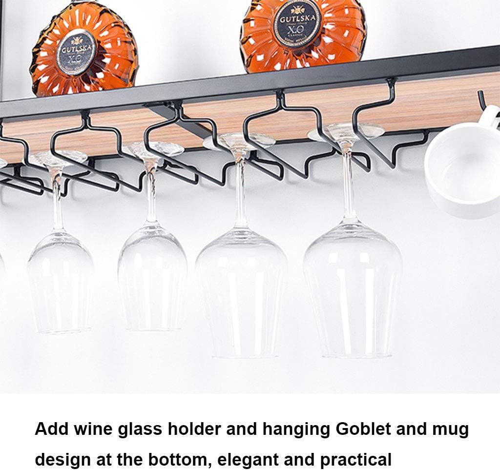 Estante de vino industrial montado en la pared, soporte colgante para copas de vino, almacenamiento de gran capacidad, estantes de metal, decoración
