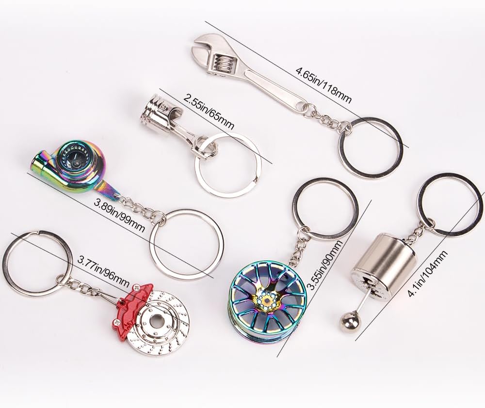ZORZA 6 piezas de automóvil Cool Llaveros de metal Llavero de coche Mini Llavero de hombre Turbo Llavero 6 Estilos Auto Part Modelo Metal Llavero