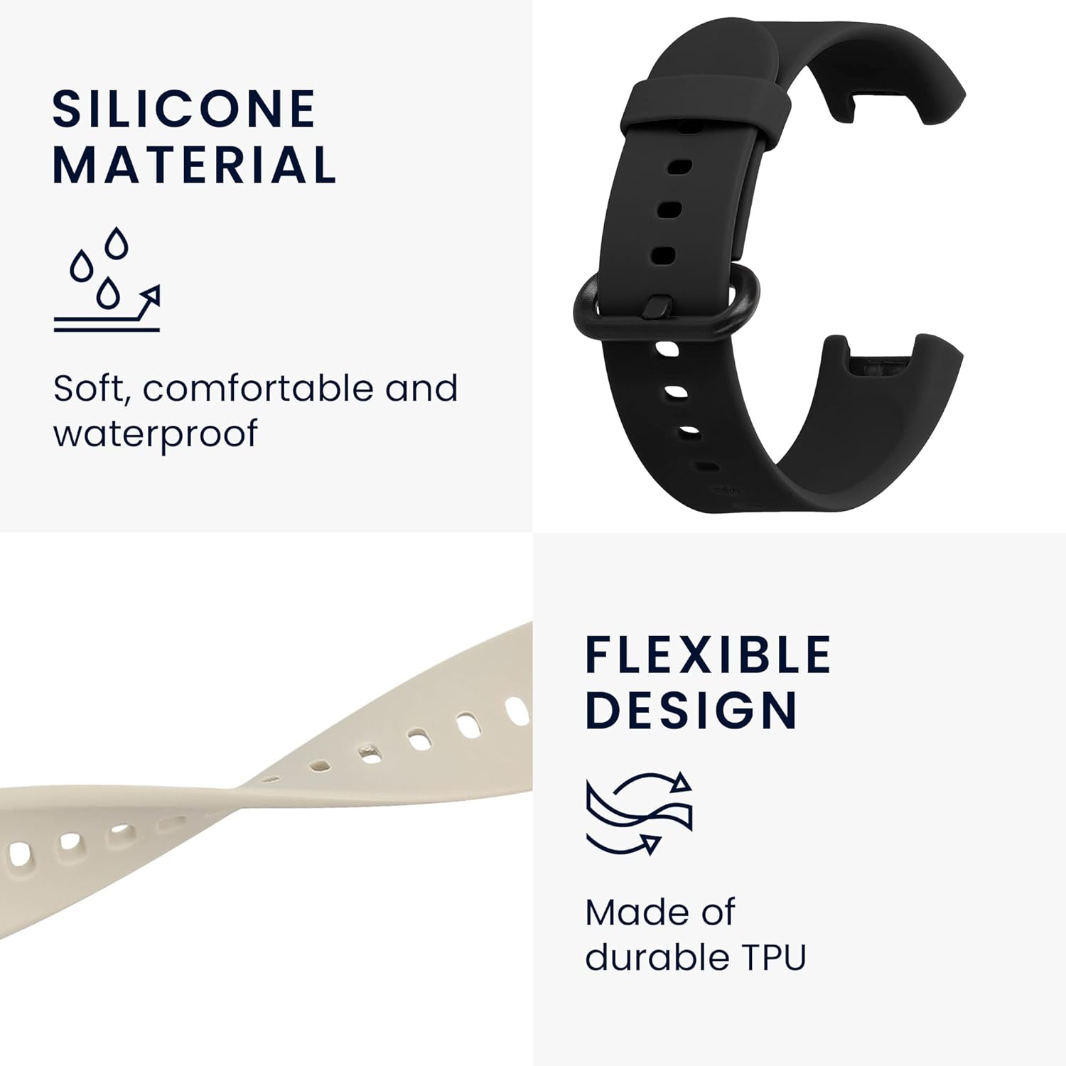 kwmobile Correas compatibles con correas de reloj Xiaomi Mi Watch LiteRedmi – 2 correas de reloj de silicona de repuesto, color negroazul oscuro