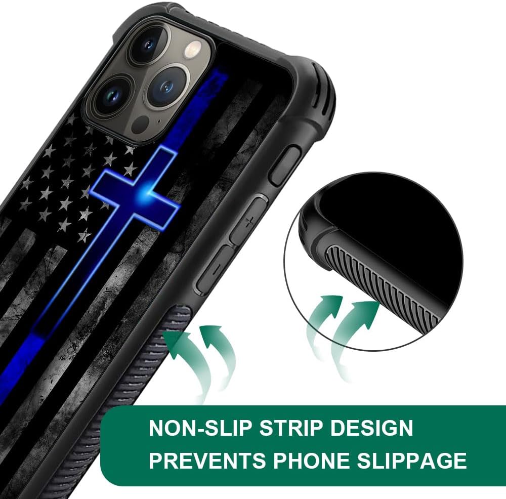 TnXee Funda compatible con iPhone 15 Pro Max, funda de poliuretano termoplástico suave antideslizante con diseño de bandera estadounidense Blue