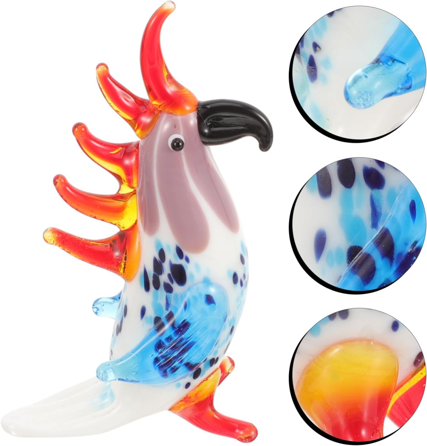 VILLCASE Figura de pájaro de cristal para decoración de esculturas de mano para el hogar, decoración de mano, adorable figura de loro, mini animal