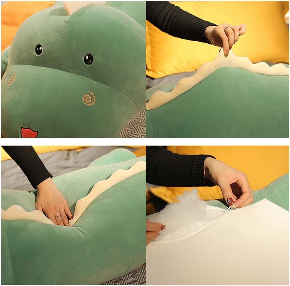Almohada de felpa de dinosaurio, lindo juguete de peluche de dinosaurio suave, almohada grande para abrazar, regalos para cumpleaños de niños, San